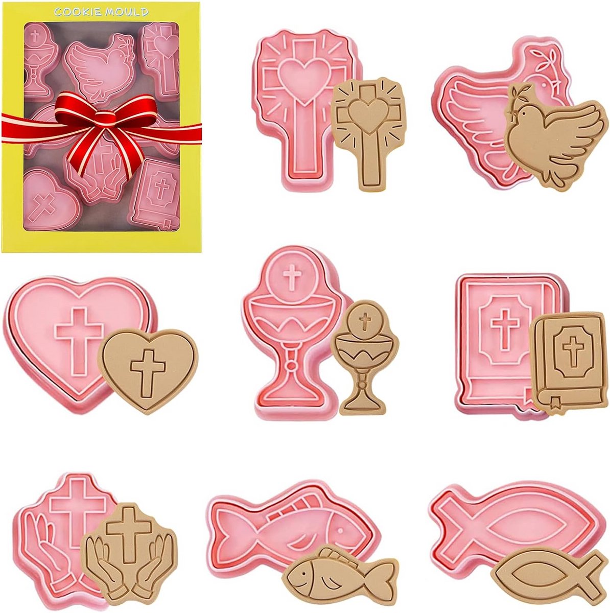 8 Uitsteekvormpjes voor Doop, Communie en Decoratie