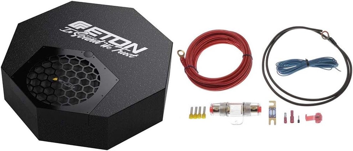 Actieve subwoofer voor reservewiel met 300W versterker en kabelkit