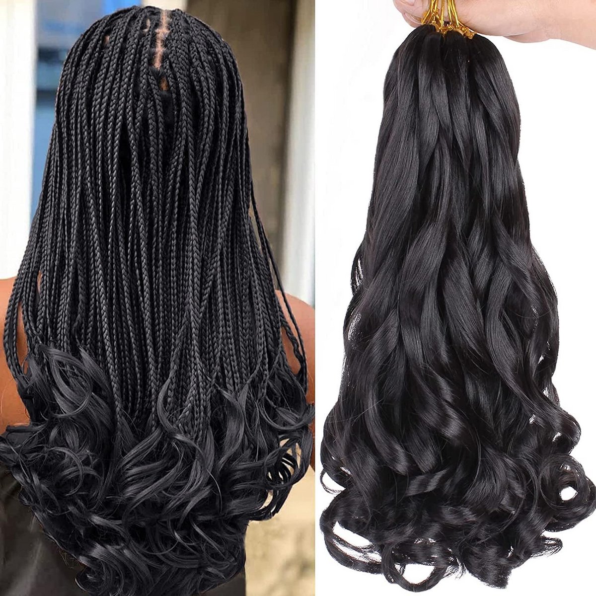 Loose Wavy Curly Braiding Hair 8 Pack - 24 Inch Synthetic Extensions for Women