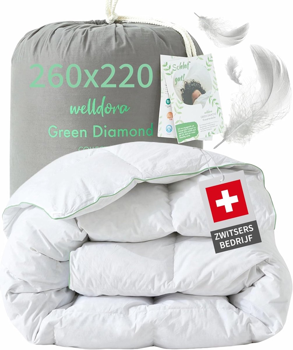 Welldora Dekbed 260 x 220 | 100% Extra Zacht Veren- en Donsdekbed | Zorgvuldig Getest, Oeko-Tex, Allergievriendelijk | RDS-keurmerk voor Dierenwelzijn | All season Dekbed Veren en Dons 260 x 220
