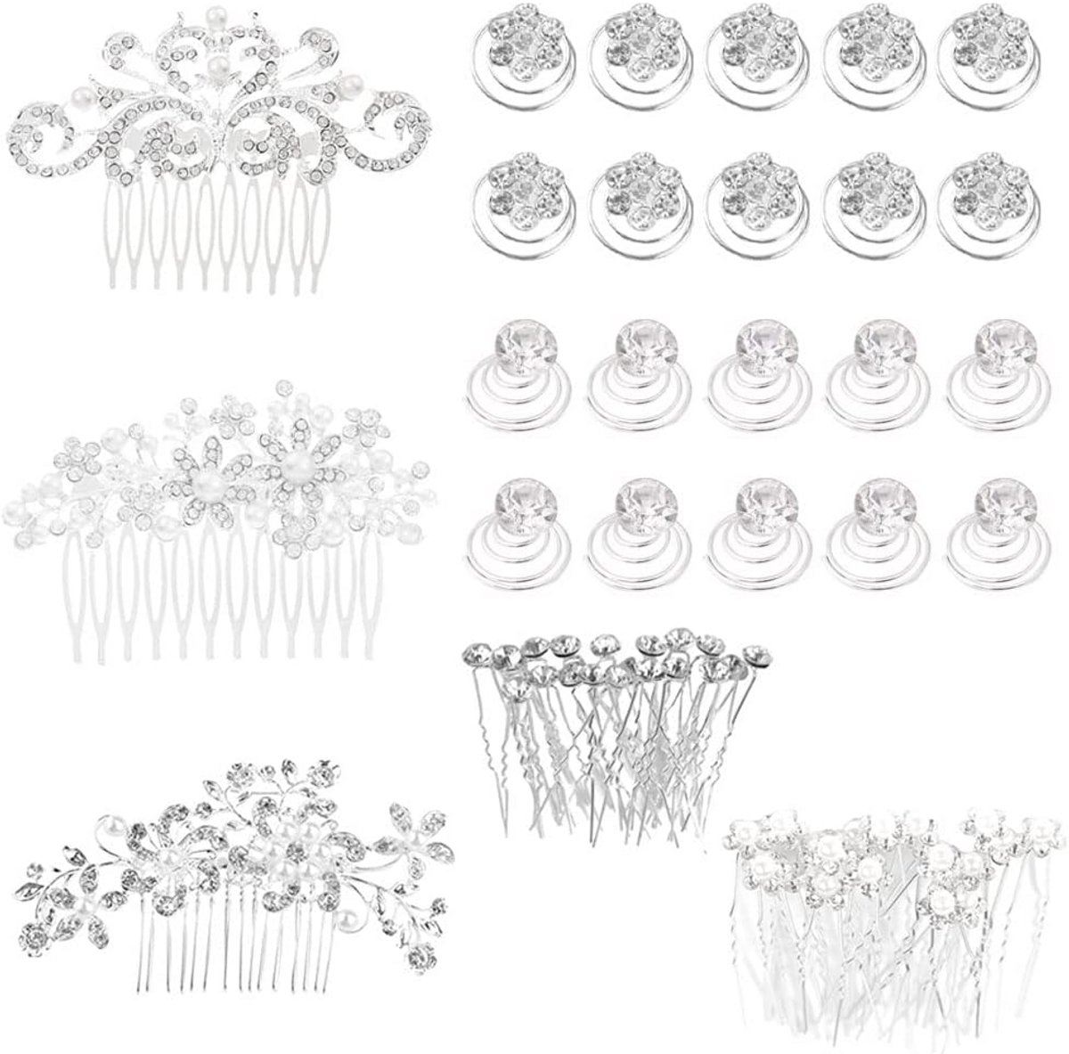 Elegante Haaraccessoires voor Bruiloft - 43 stuks Kralen, Haarspelden en Strass