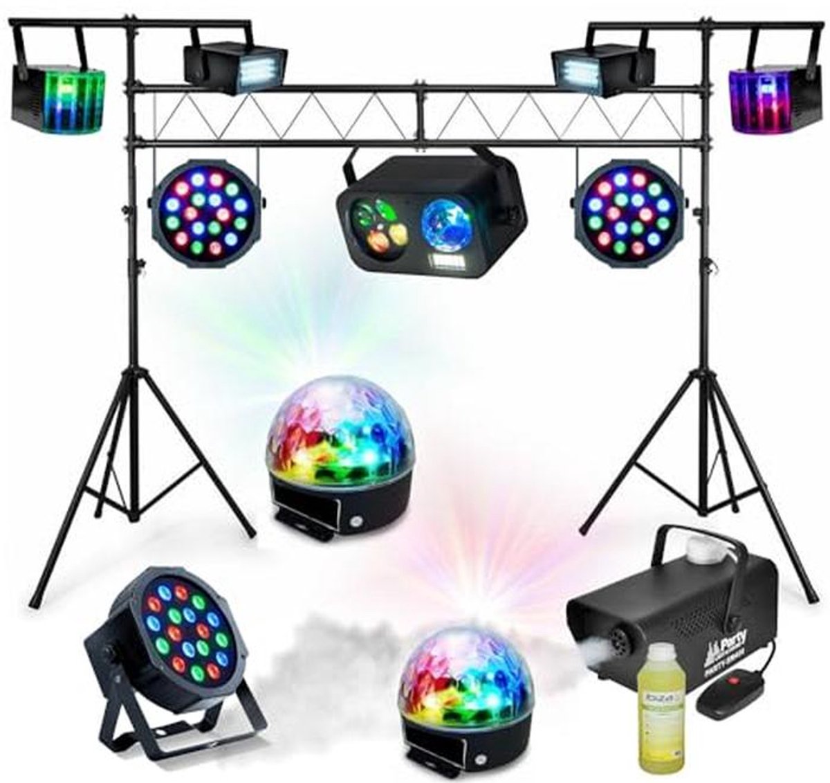 Licht & Geluidset met 10 Lichtspelletjes en Rookmachine voor Feesten