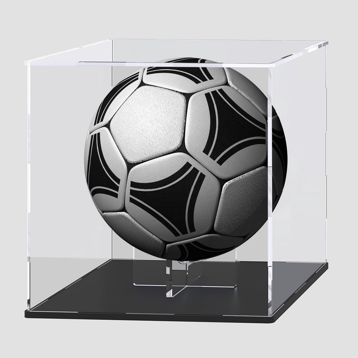 Transparante displaykast voor voetbal en volleybal in originele grootte - Tentoonstelling voor sportmemorabilia