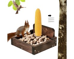 Duurzame Houten Voederhuisje voor Eekhoorns en Vogels - Ideaal voor Maïskolf en Pinda's