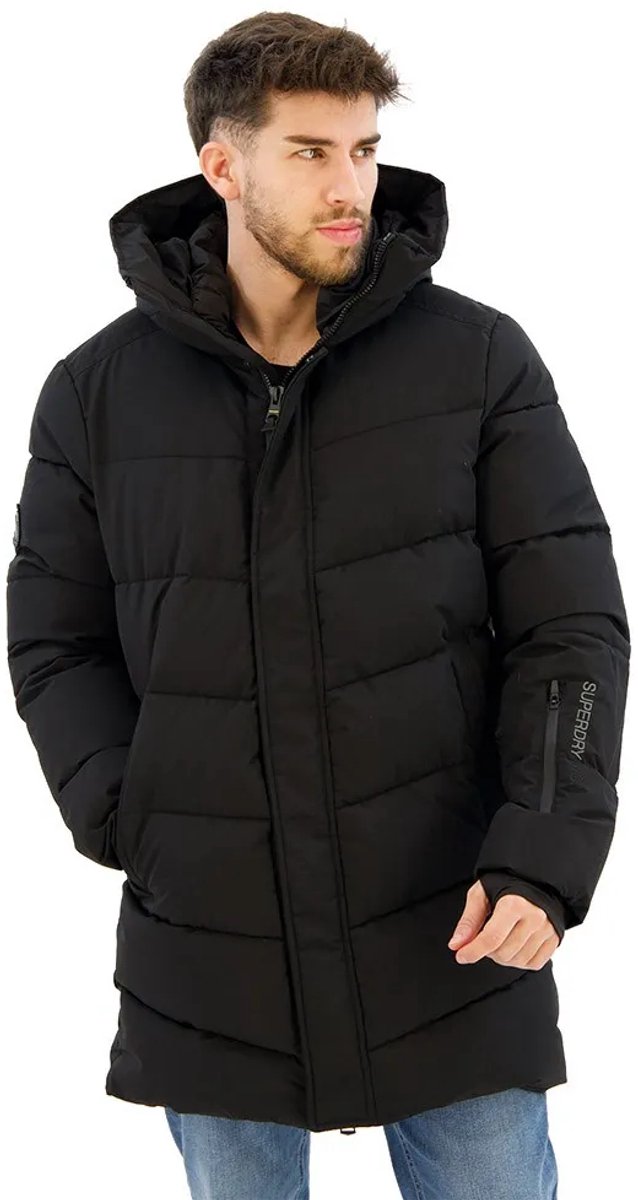 Superdry City chevron gewatteerde parka Heren Gewatteerde jassen Zwart
