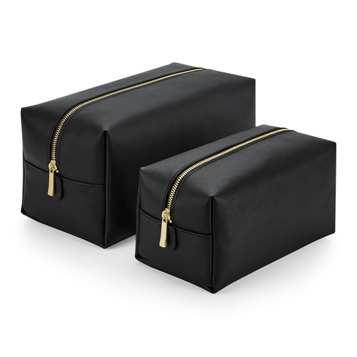 Toilettas & Accessoiretasje – Black – Mat PU – Make-up & Verzorging – Compact Organiser – Gouden Ritssluiting – Waterafstotend