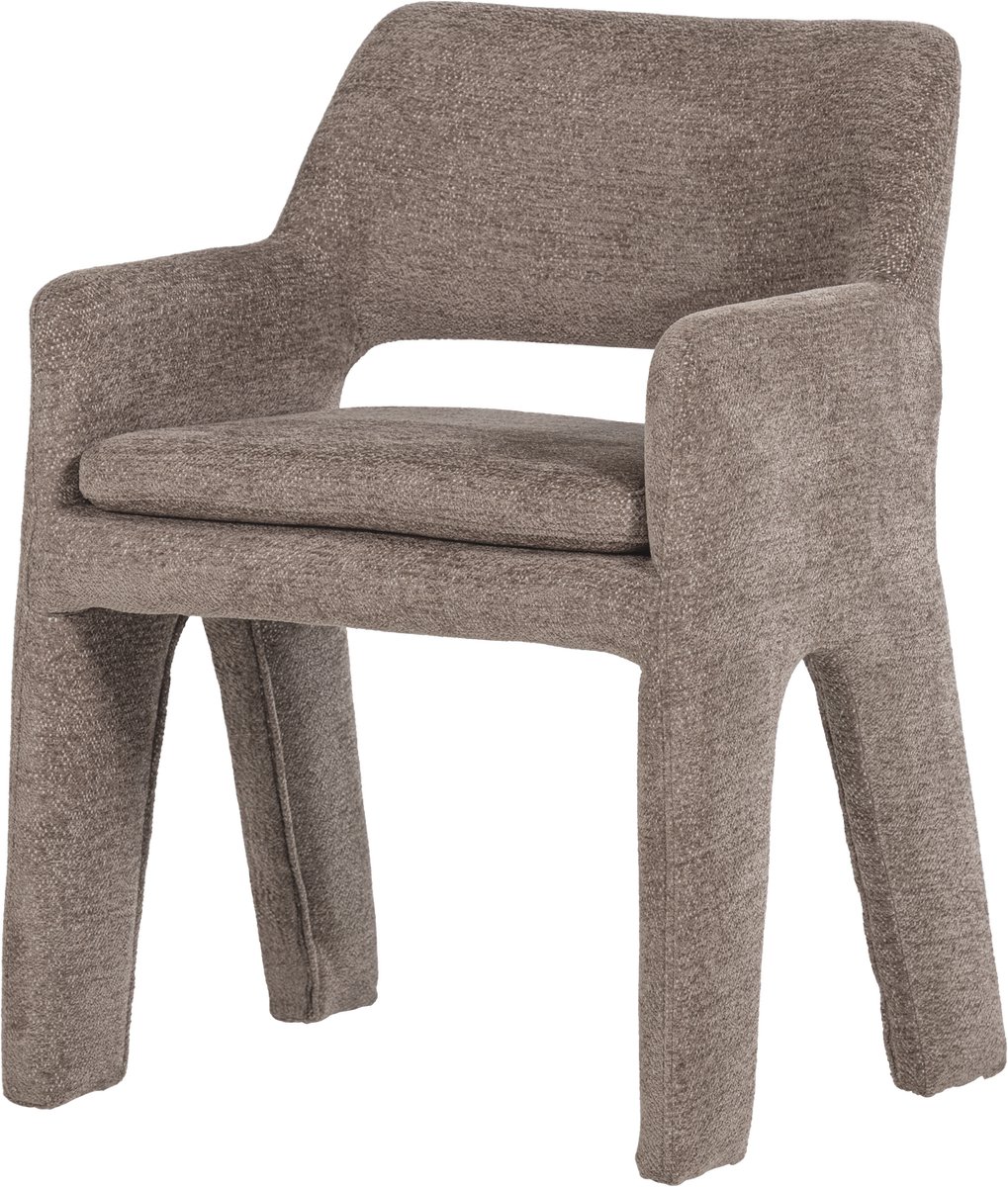 vtwonen Bigfoot Eetkamerstoel - Chenille - Taupe/Bruin - 78x57x56 cm