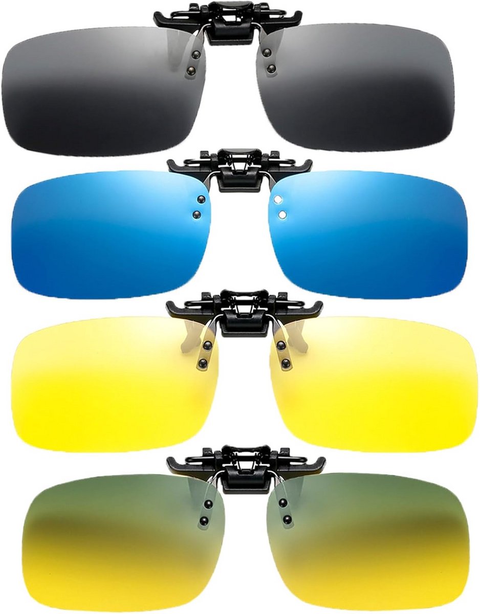4x Gepolariseerde Clip-on Zonnebril Clips voor Brildragers - Inklapbaar en Universeel Geschikt