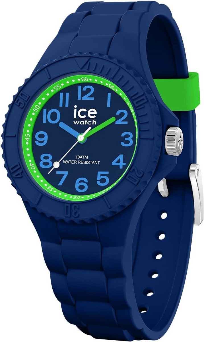 Jongens horloge blauw met groene details - Siliconen band - Extra small