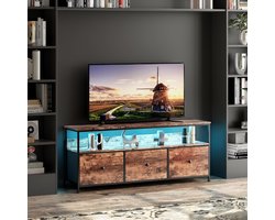 TV-kast 137 cm industrieel meubilair met 3 laden stalen frame houten tv-bank stof opbergkast voor woonkamer en slaapkamer
