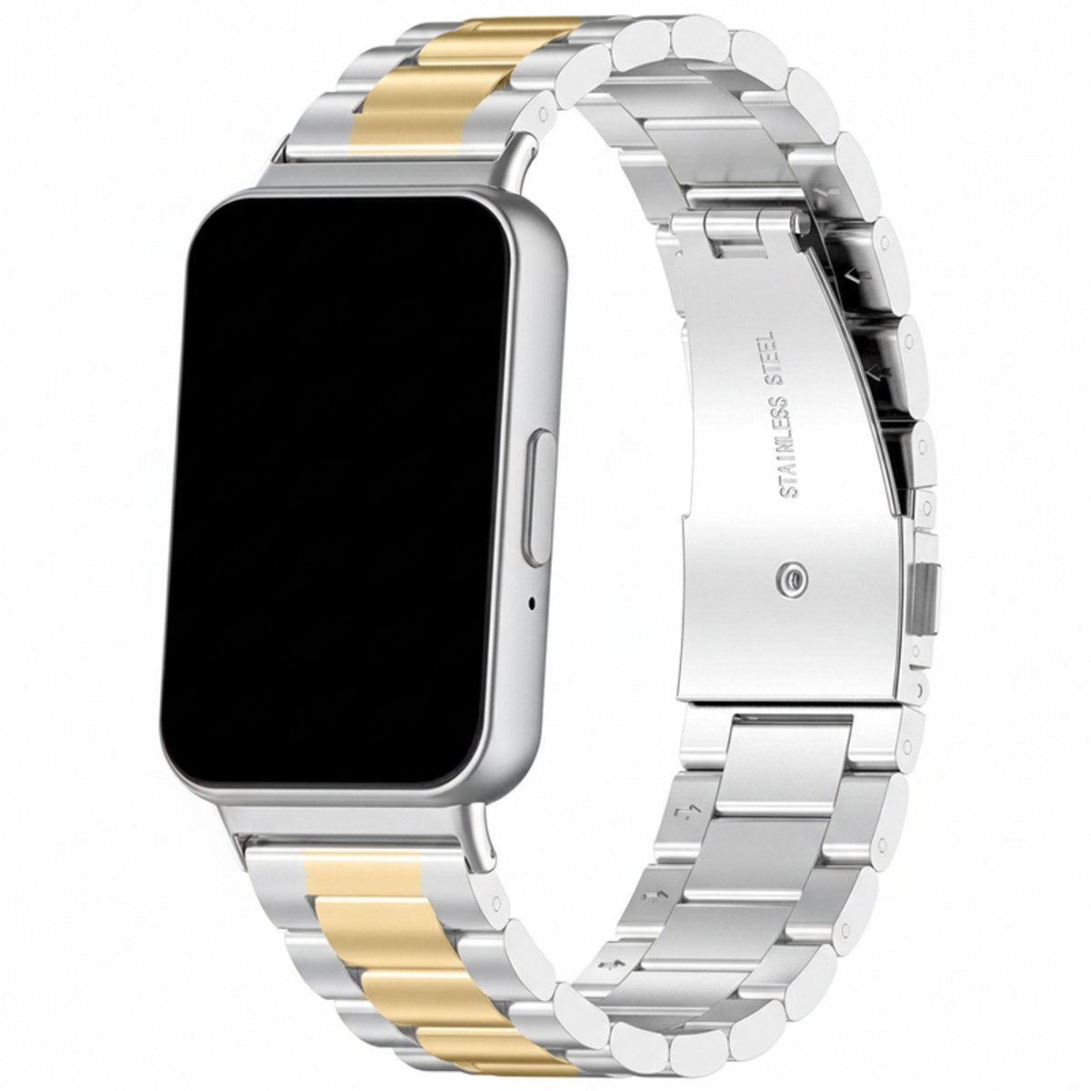 Stalen bandje - geschikt voor Samsung Galaxy Fit 3 - rvs met vlindersluiting - zilver goud
