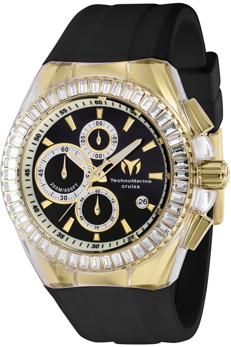 TechnoMarine Cruise TM-121155 Heren Horloge - Waterdicht - Analoog - Quartz Uurwerk - Roestvrij Staal met zwarte Wijzerplaat - 45mm