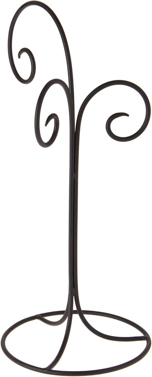 Zwart smeedijzeren driearmige ornament standaard 17 inch