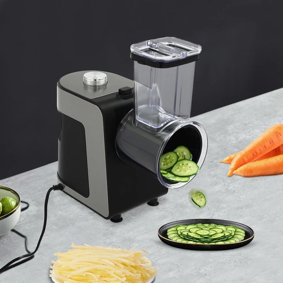 Elektrische Groentesnijder - Keukenmachine Rasp - Snel Groenten Snijden - 10 Verwisselbare Messen - 1000 W - Zwart — afbeelding 3