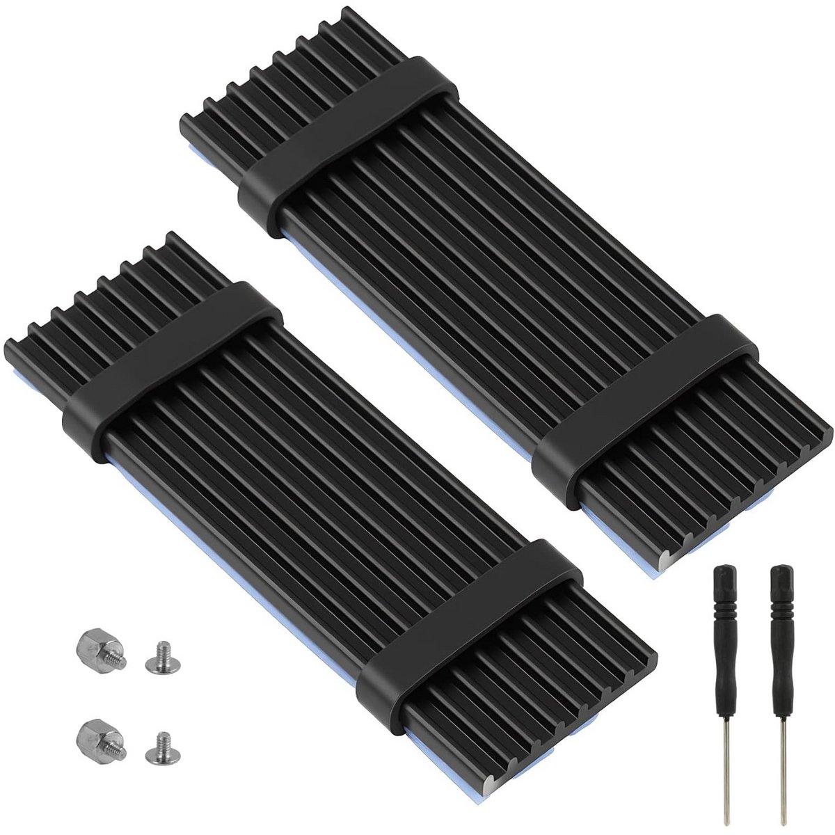 2x M.2 SSD Koellichaam 2280 Heatsink met Warmtekussen - Efficiënte Passieve Koeling voor NVMe