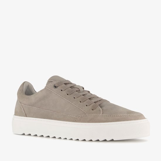 Van Beers leren heren sneakers grijs - Maat 44 - Uitneembare zool