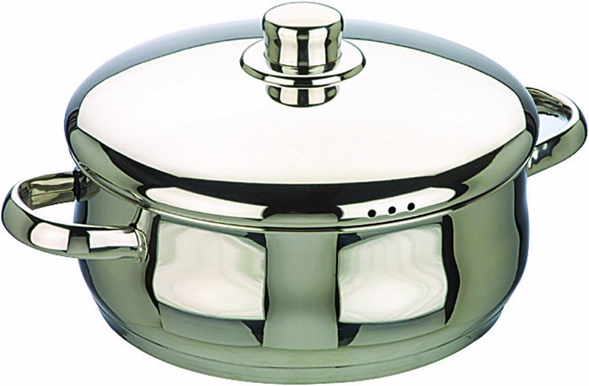 Roestvrij Stalen Steelpan met Deksel 22 cm - 2-delige Set