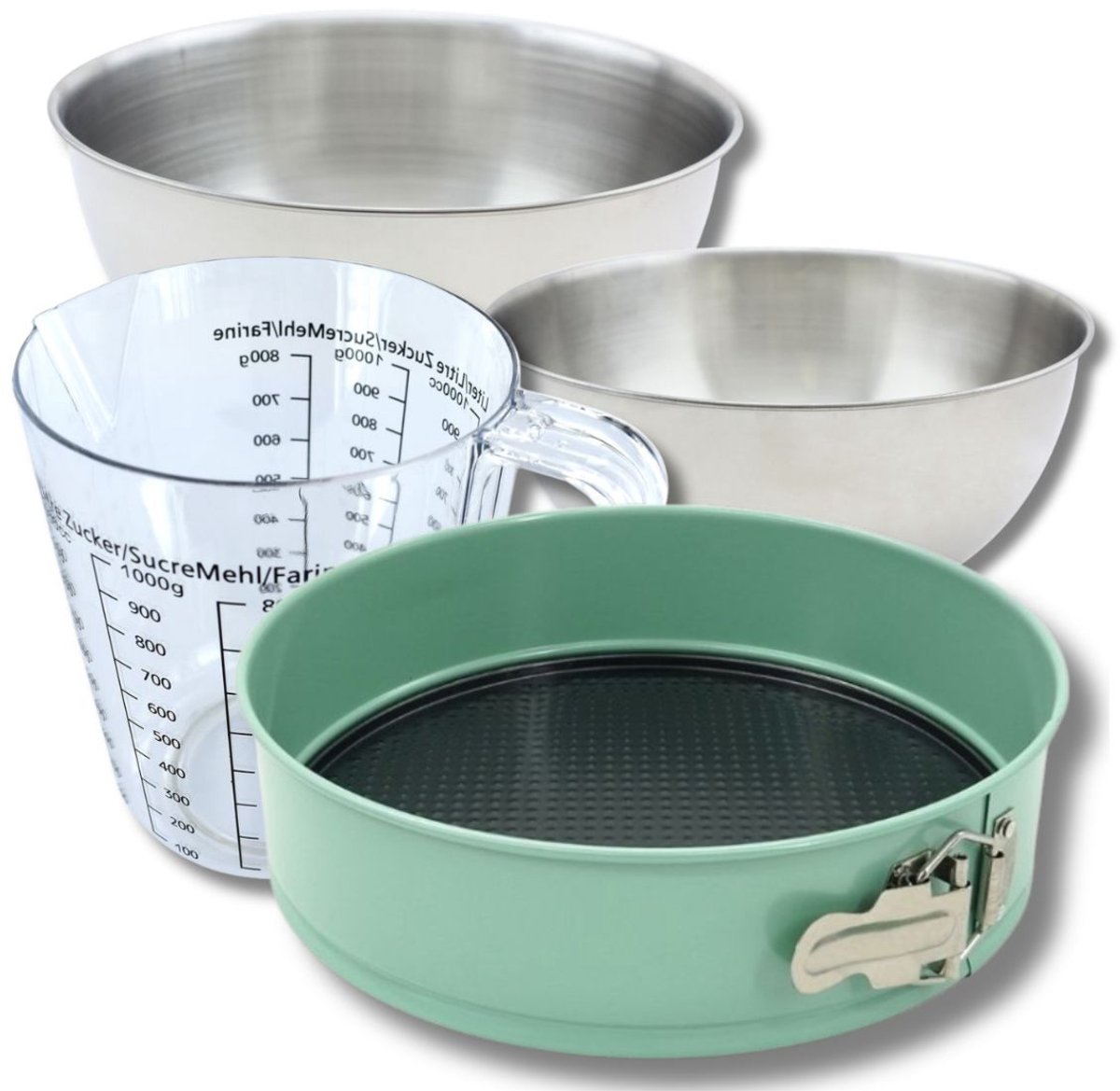 Bakkersset met 25 cm springvorm, 2 mengkommen, maatbeker en spatel Zenker