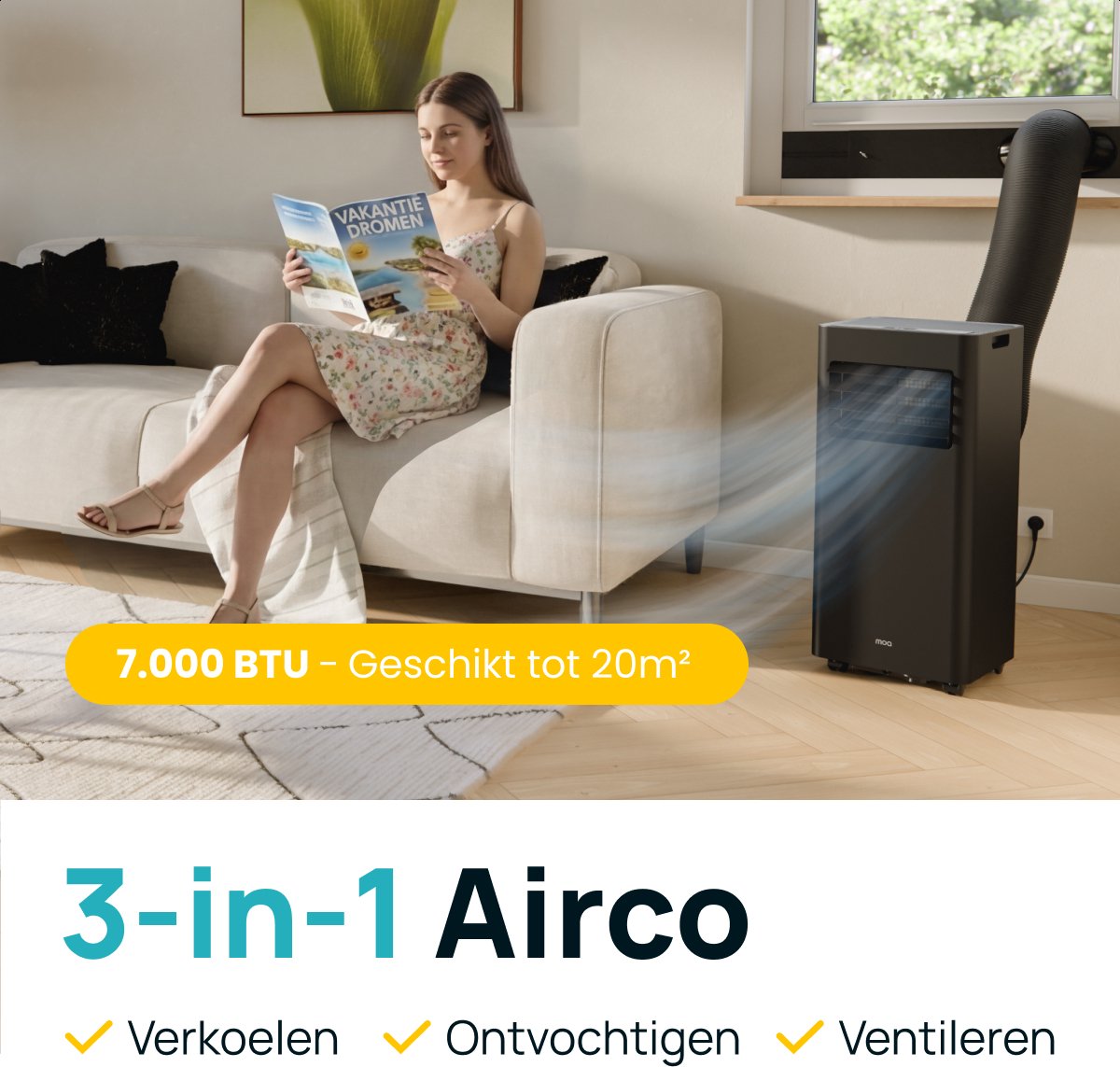 LifeGoods Mobiele Airco 7.000 BTU met Afstandsbediening - afbeelding 3