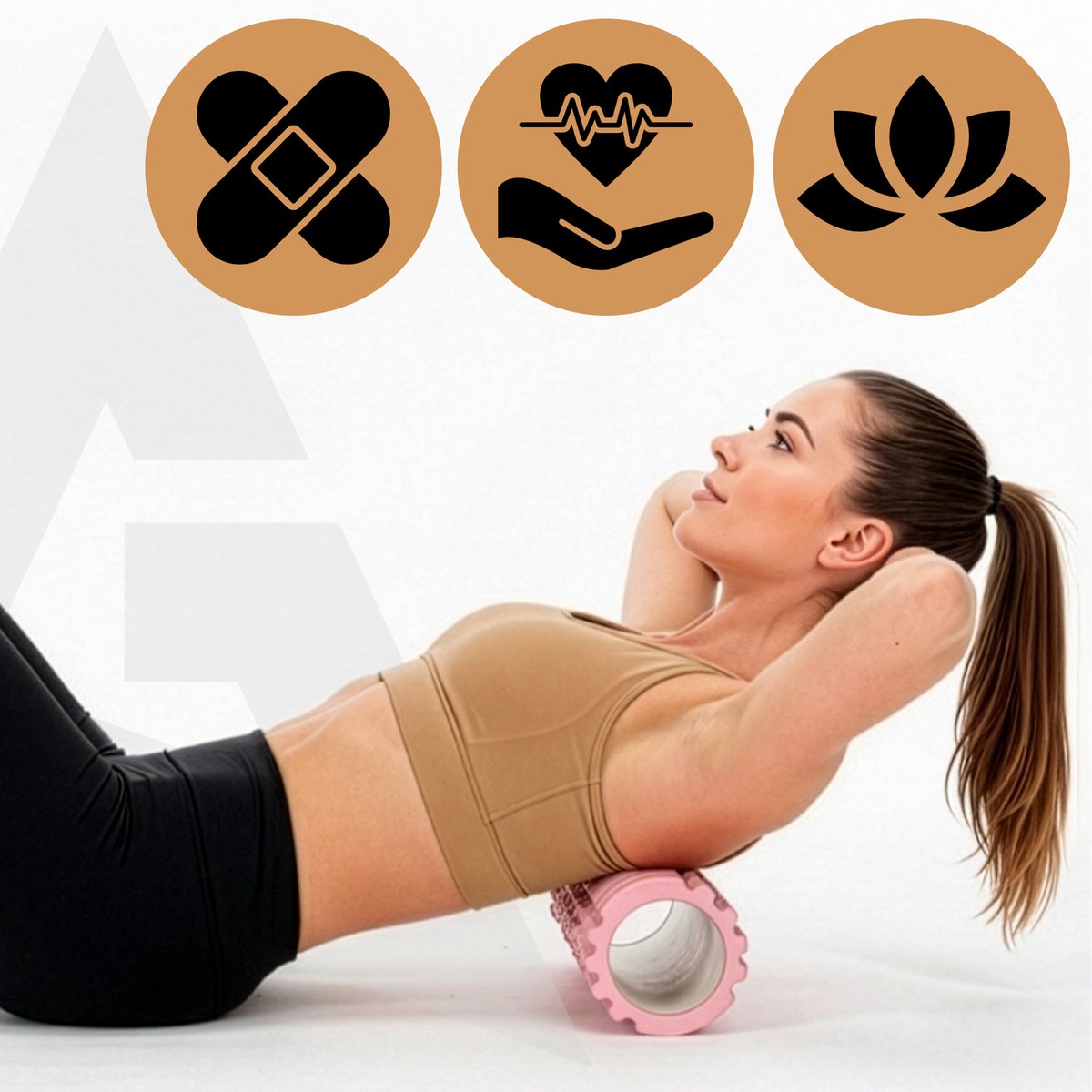 Actiget® Foam roller - Triggerpoint massage - Massage roller - 33 CM - Medium Hard - Roze thumbnail 6