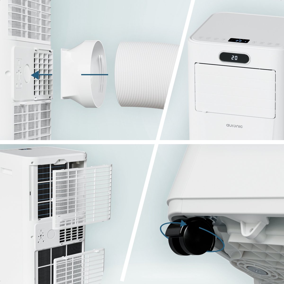 Auronic Mobiele Airco - 7.000 BTU - 3-in-1 - Airconditioning met 2 Raamafdichtingskits - Ventilator - Ontvochtiger - Tot 20m² - Wit — afbeelding 10
