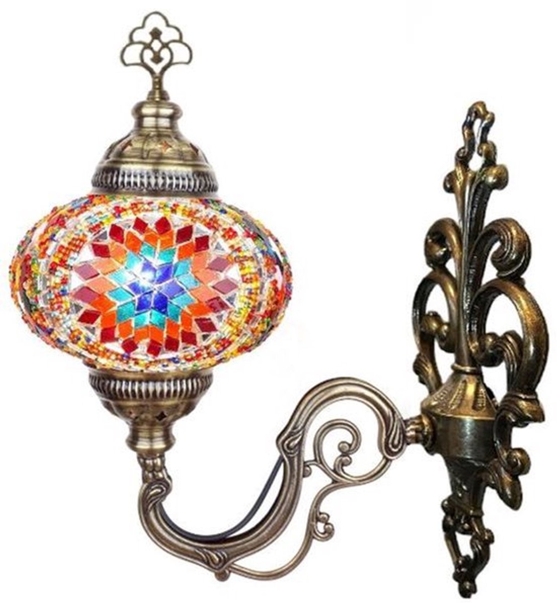 Turkse Wandlamp - Mozaïek in rood en oranje - Wandlamp 1 stuk - Handgemaakt en sfeervol