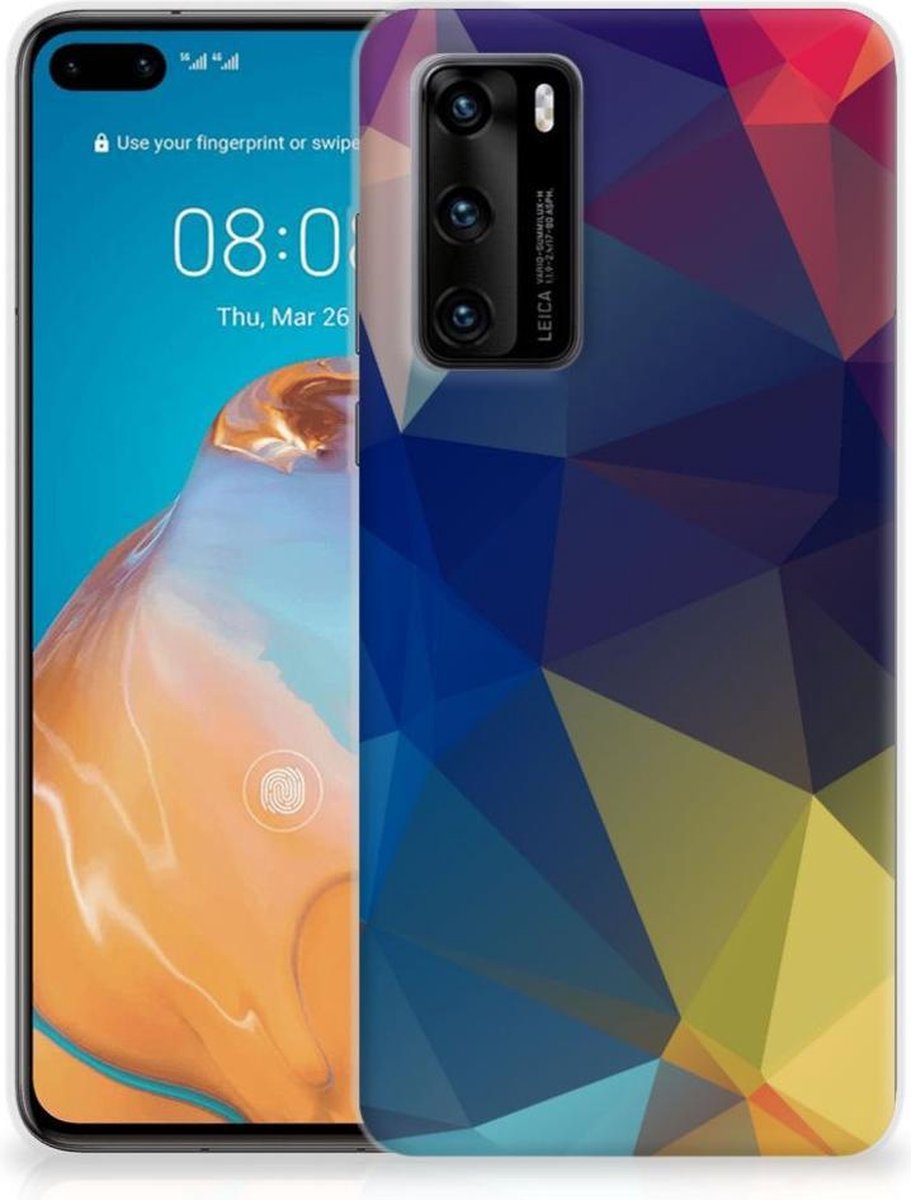 Huawei P40 TPU Hoesje Polygon Dark