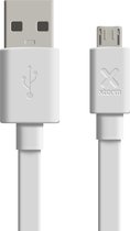 Xtorm Flat USB-A naar Micro-USB Kabel Plat Silicone Design 1 Meter Wit