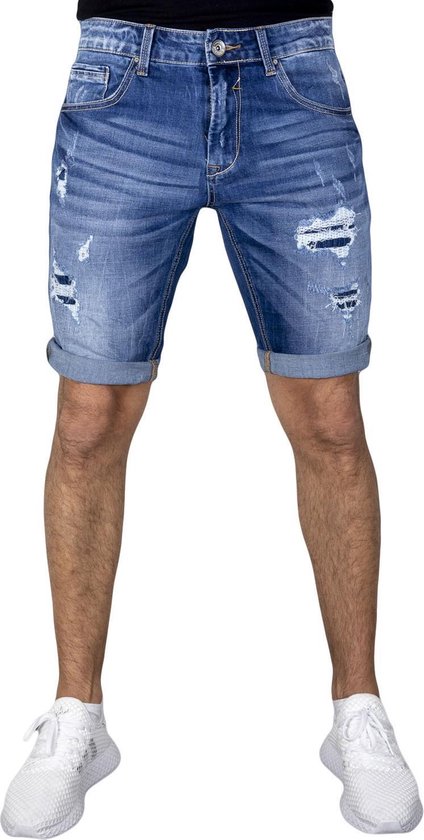 Comfy Ripped en Gescheurd Heren Jeans Short - Blauw - 32 | bol.com