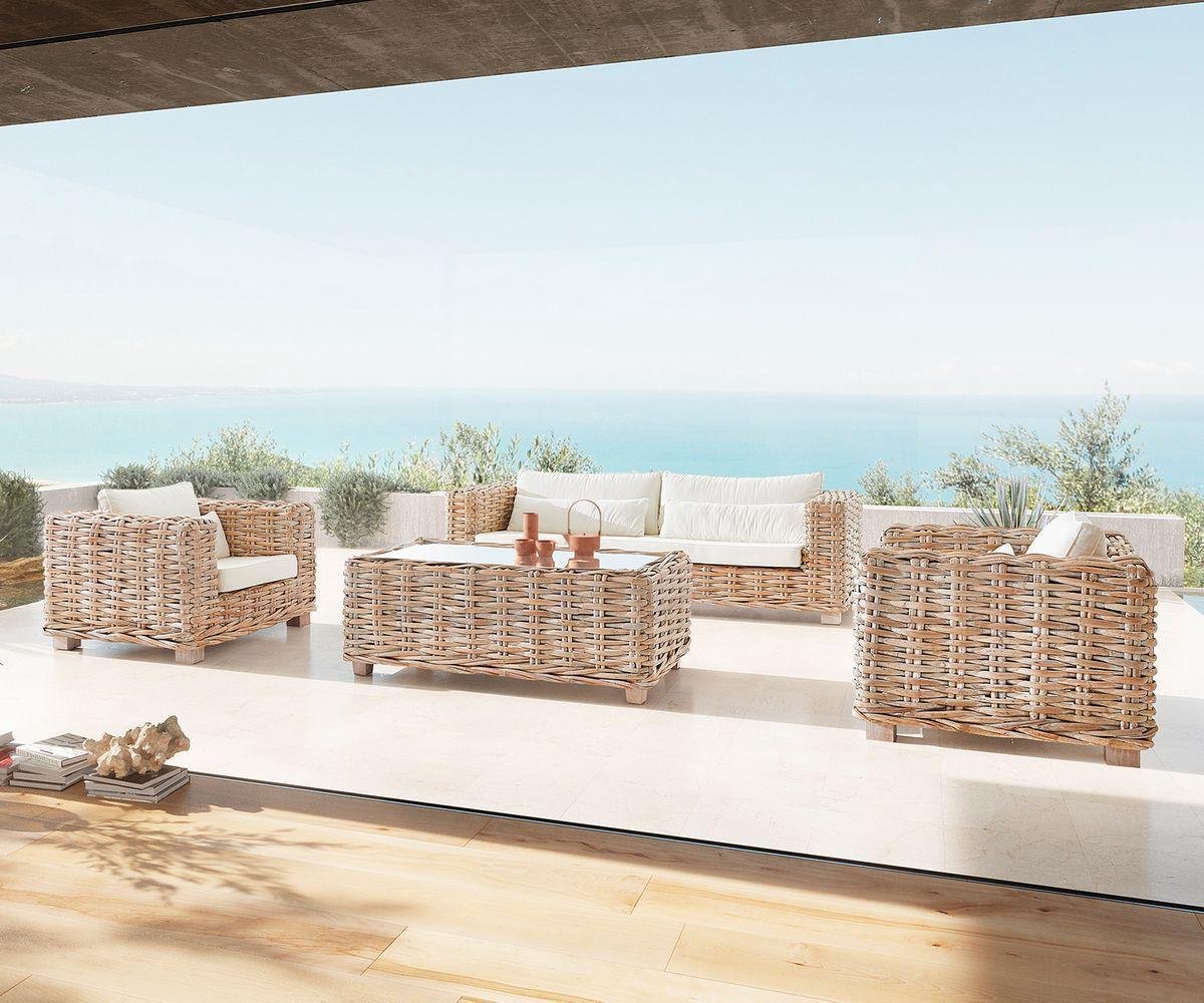 Outdoor Set Nizza Rattan White Washed lounge set