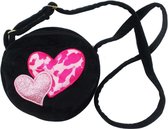 Tasje met Harten 16.5 cm Zwart/Roze