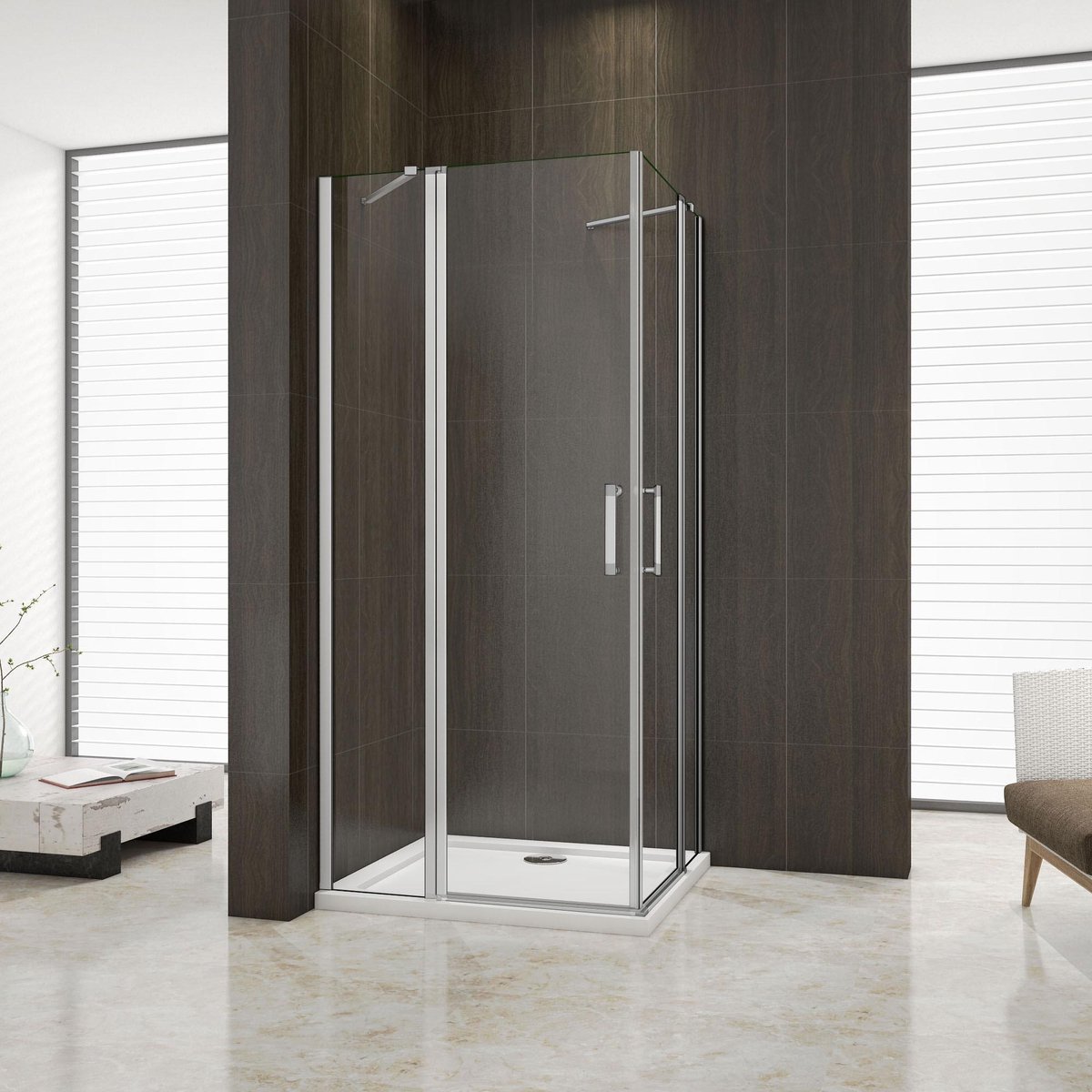 hoekinstap douchecabine 90x90x185cm, dubbele draaideur,douchescherm