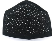 Dielay - Mondkapje met Neusbeugel - Glimmende Steentjes - Ruimte voor Filter - Mondmasker voor niet-medisch gebruik - Katoen - Wasbaar - Herbruikbaar - 21x14 cm - Zwart