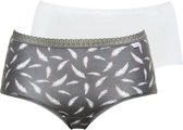 Katoenen slips Sans complexe | 2 stuks | wit en feather print 46