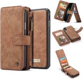 CaseMe - iPhone XS Max hoesje - Wallet Book Case met Ritssluiting - Bruin