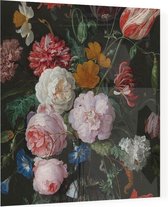 Stilleven met bloemen in een glazen vaas, Jan Davidsz. de Heem - Foto op Plexiglas - 40 x 40 cm