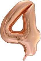 Folie ballon cijfer 4 goud-roze 86 cm - .