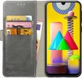 Rosso Element Book Case Wallet Hoesje Geschikt voor Samsung Galaxy M31 | Portemonnee | 3 Pasjes | Magneetsluiting | Stand Functie | Grijs