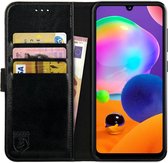 Rosso Element Book Case Wallet Hoesje Geschikt voor Samsung Galaxy A31 | Portemonnee | 3 Pasjes | Magneetsluiting | Stand Functie | Zwart