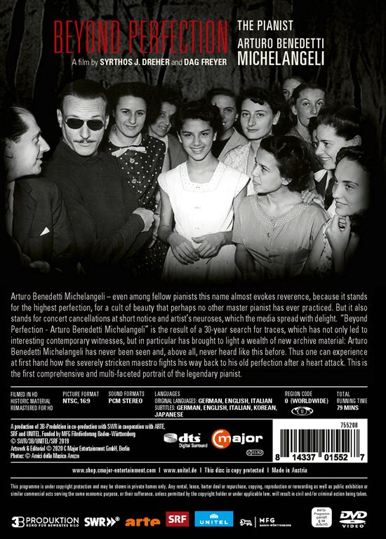 COFFRET DVD BEYOND PERFECTION avec Arturo Benedetti Michelangeli et un groupe de jeunes gens.