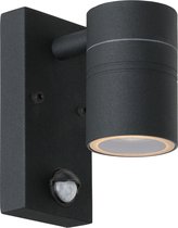 Lucide ARNE-LED IR - Wandspot / Wandlamp Binnen/Buiten - Ø 6,3 cm - LED - GU10 - 1x5W 2700K - IP44 - Bewegingssensor - Zwart