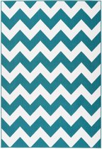 Kayoom laagpolig vloerkleed - contour gesneden in Trendy design 200 x 290 Turkoois