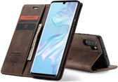 CASEME - Huawei P30 Pro Retro Wallet Case - Koffie