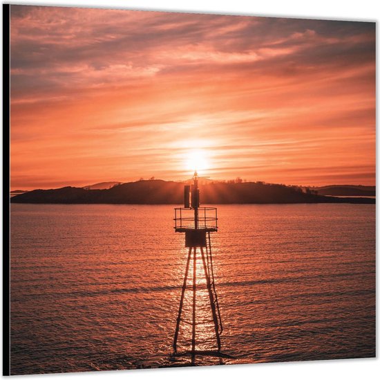 Dibond –Uitkijk Toren in Water-80x80 Foto op Aluminium (Met ophang)