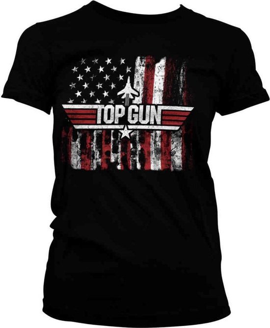 Top Gun Dames Tshirt America Zwart