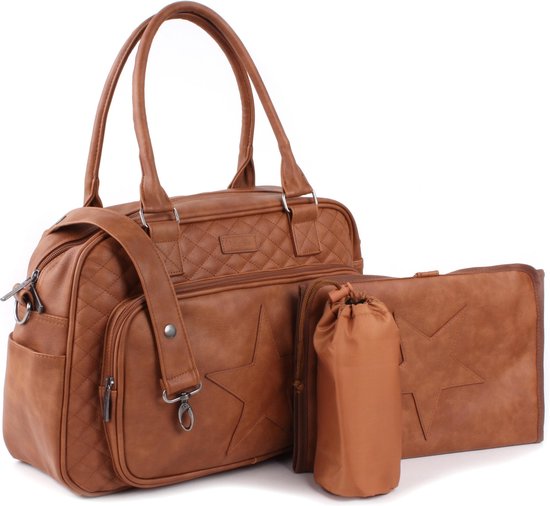 Eeuwigdurend mug gezond verstand Kidzroom Diaper bags Kidzroom luiertas - Zwart - Vegan Leather uitvoering  met ster | bol.com