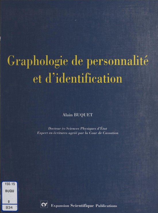 Graphologie de personnalité et d'identification - cover