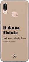 Huawei P20 Lite hoesje siliconen - Hakuna matata | Huawei P20 Lite (2018) case | Bruin/beige | TPU backcover transparant