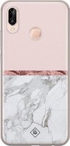 Huawei P20 Lite hoesje siliconen - Rose all day | Huawei P20 Lite (2018) case | Roze | TPU backcover transparant