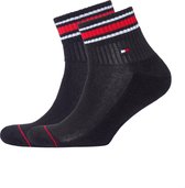 Tommy Hilfiger Iconic Quarter Socks (2-pack) - heren sneaker sportsokken katoen - zwart - Maat: 39-42